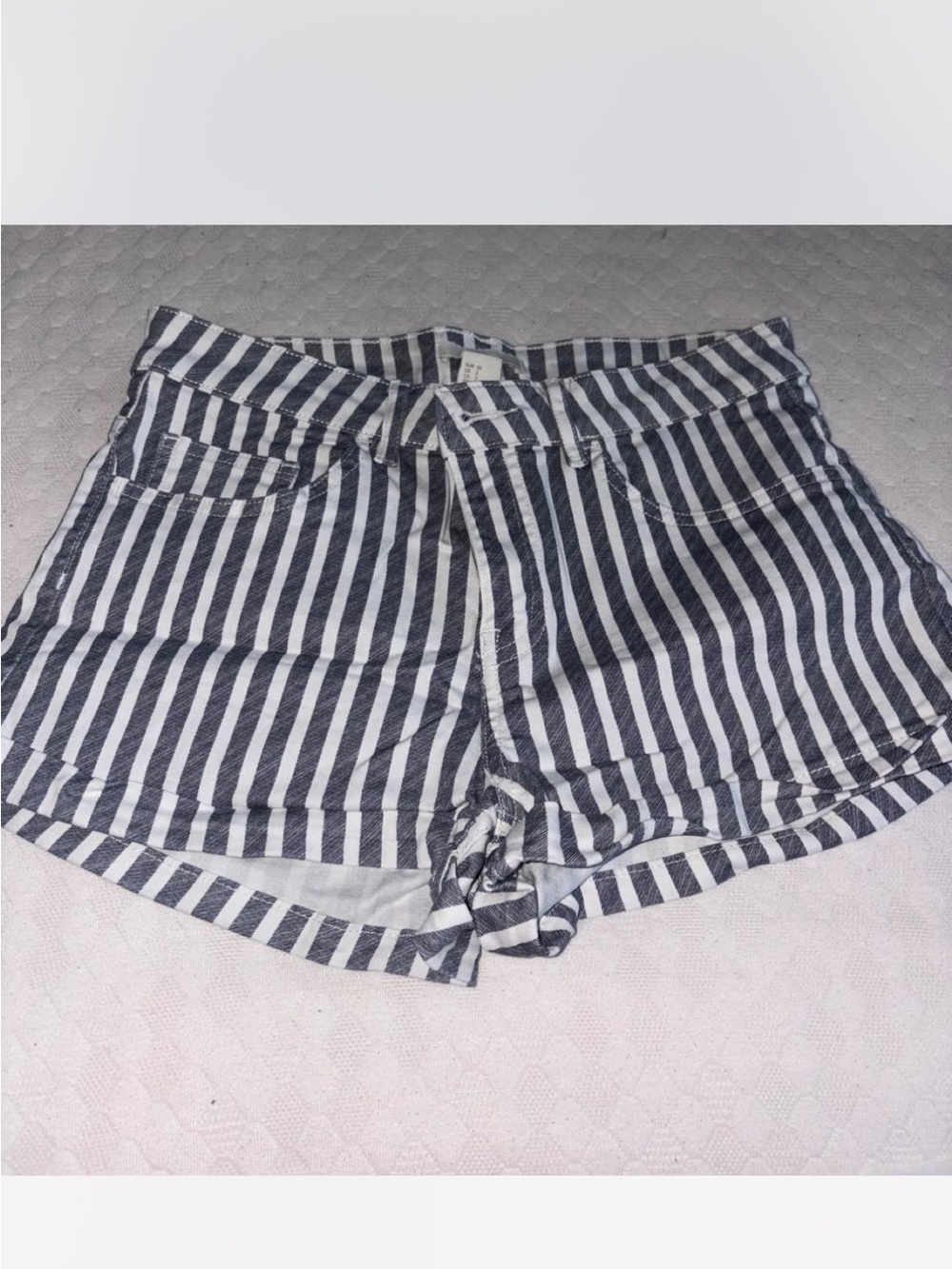 Striped Navy and White Women’s Cotton Shorts